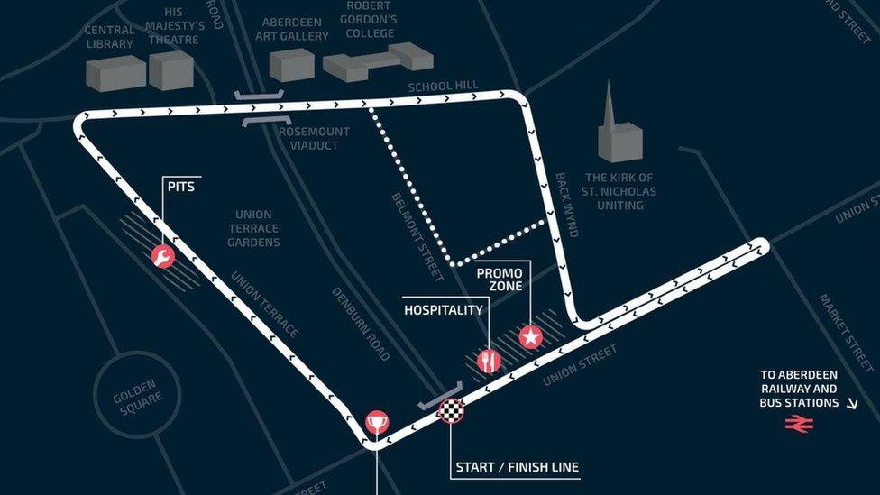 Map of Tour Series event in Aberdeen