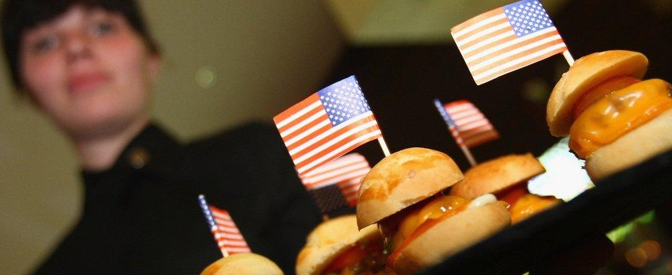 Burgers with US flags