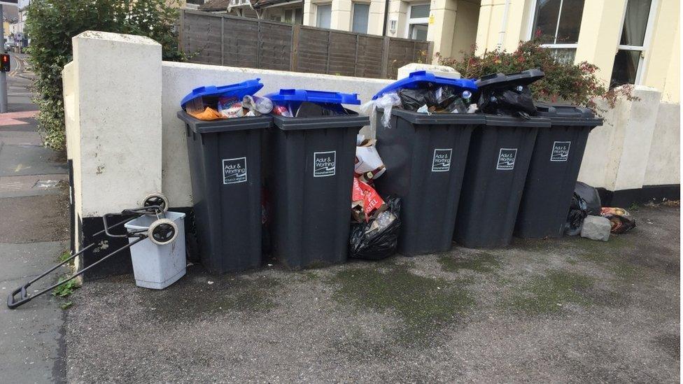 Overflowing bins in Worthing