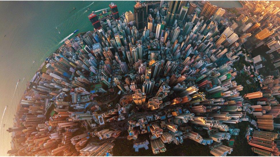 Hong Kong island aerial view