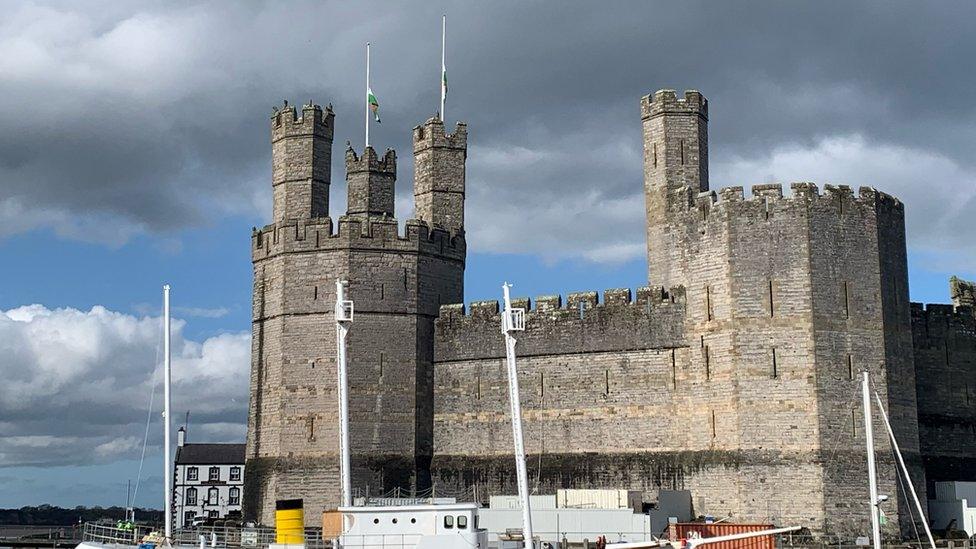 Flags lowered at Caernarfon Castle