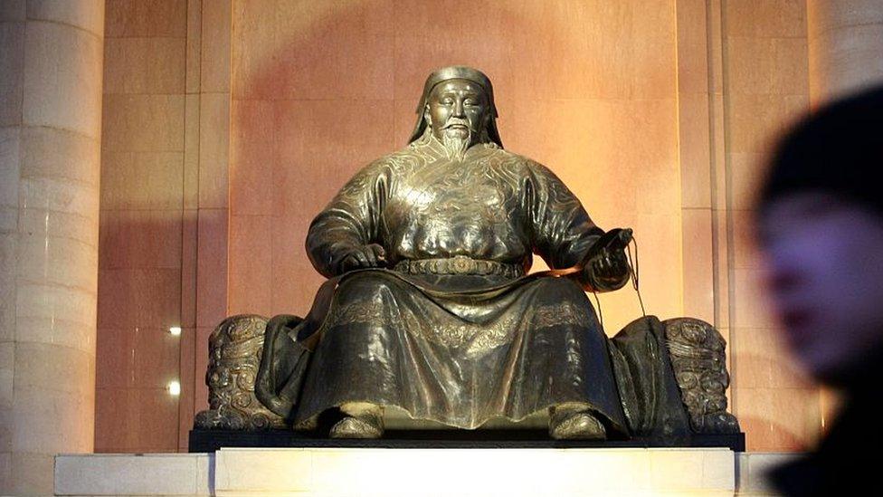 The statue of Kublai Khan in Ulan Bator, Mongolia