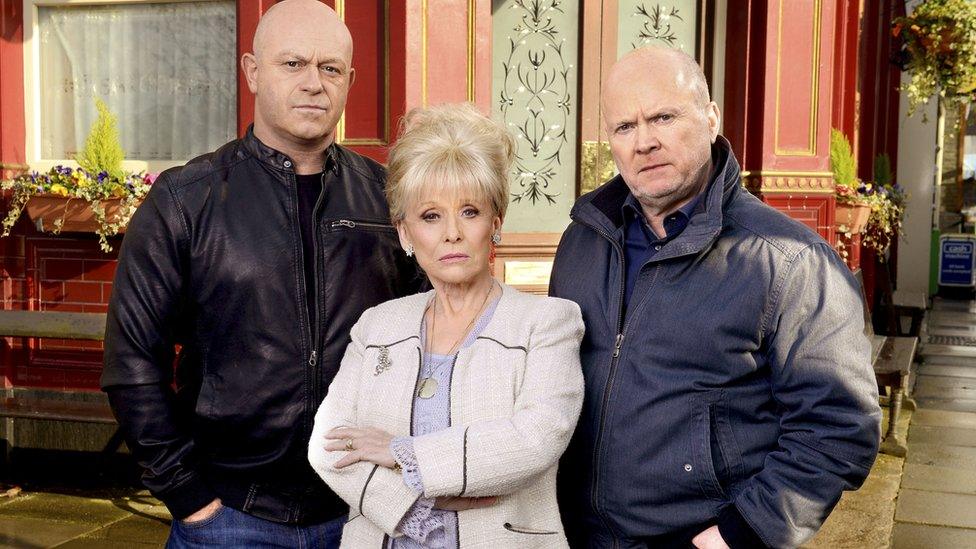 Dame Barbara Windsor with Ross Kemp and Steve McFadden