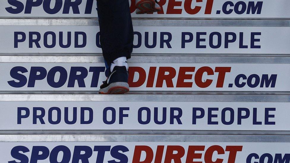 Stairs at Sports Direct's warehouse in Shirebrook, Derbyshire