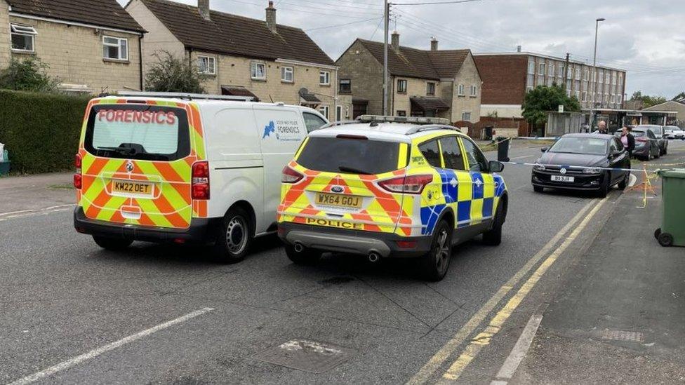 Police cars at the scene in Yate