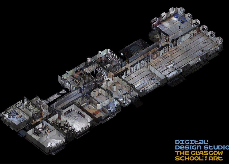 3D image of fire-damaged Mackintosh building