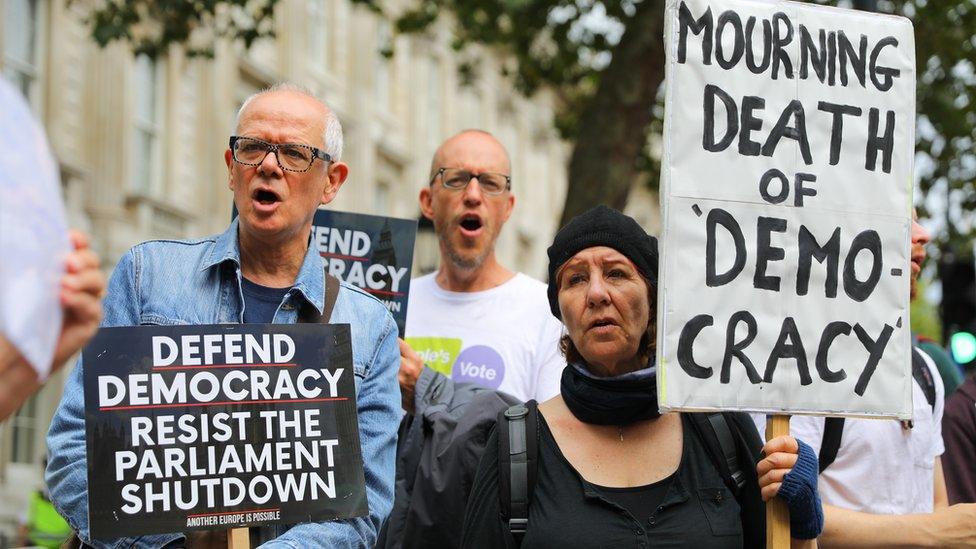 Protesters outside Downing Street