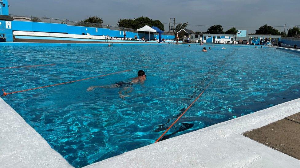 People swimming in Brightlingsea Lido