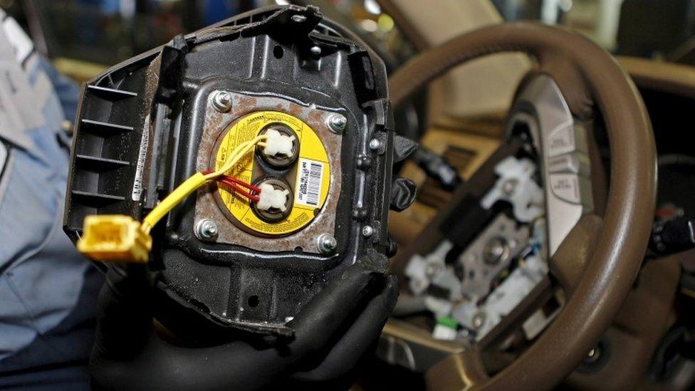 A recalled Takata airbag