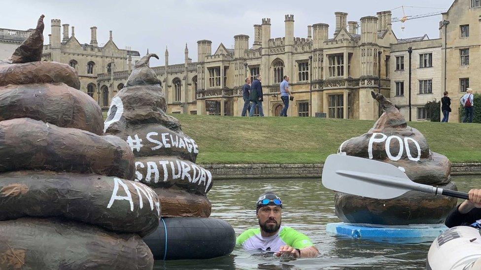 Poo models floating in river