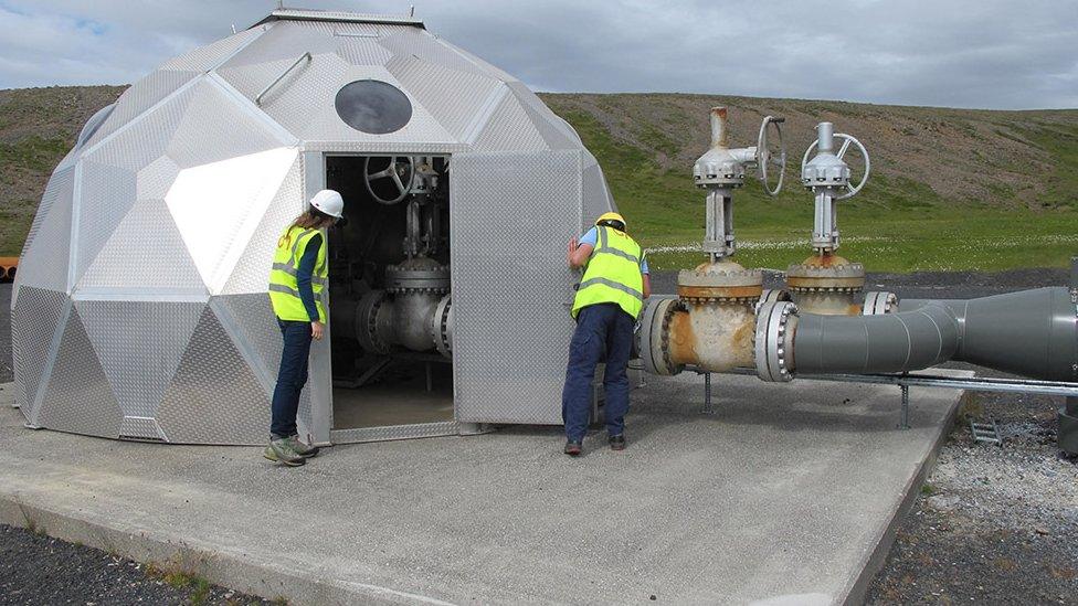 Scientists in the igloo-shaped injection site