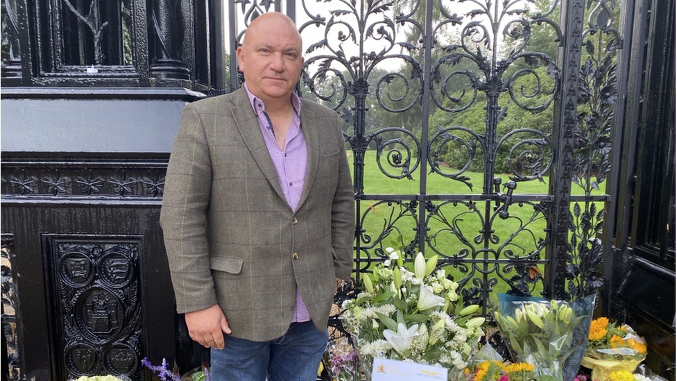 Giles Cooper, chair of the Royal Variety Charity at the Norwich Gates at Sandringham