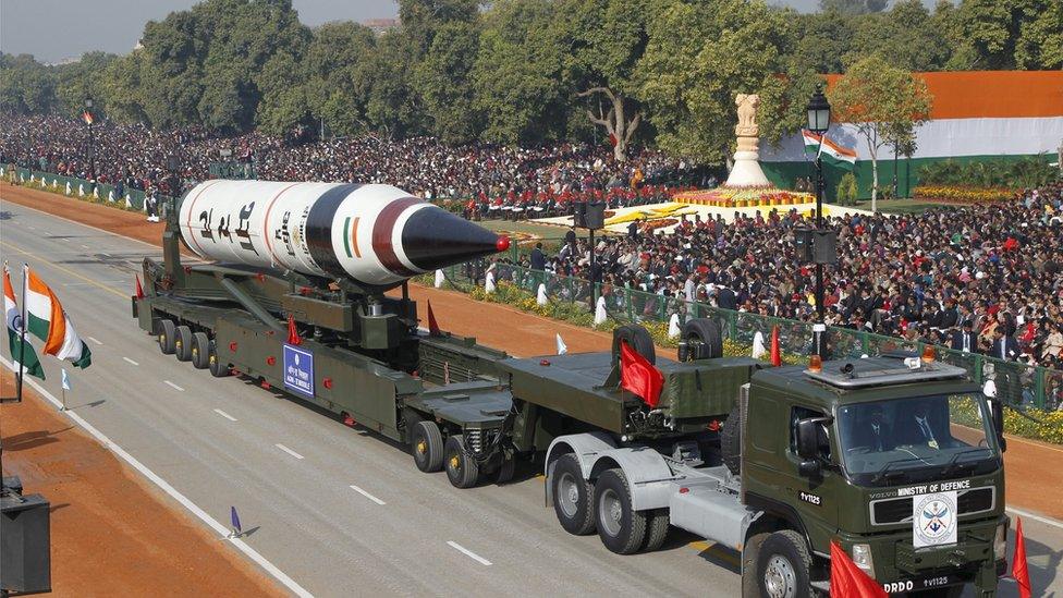 India's Agni-V missile can carry a nuclear warhead