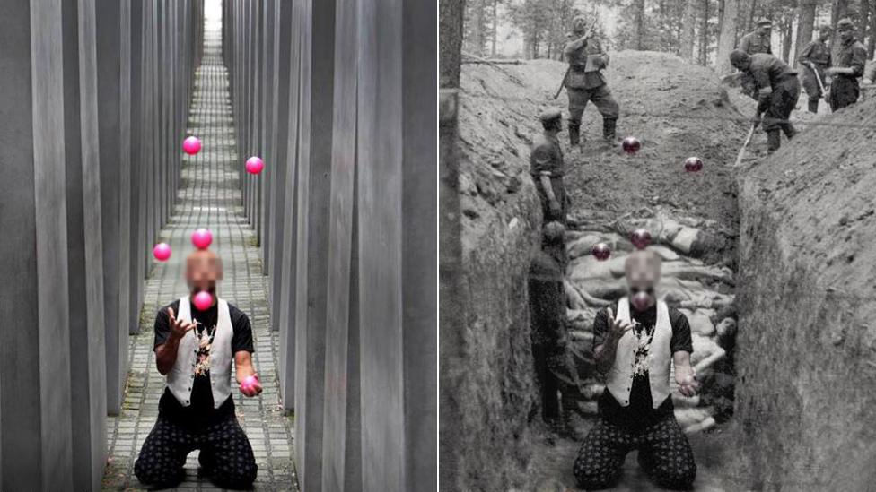 Man juggle balls at memorial site