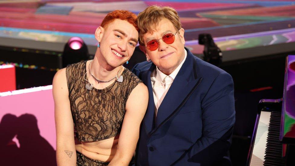 Olly Alexander and Sir Elton John at the 2021 Brit Awards