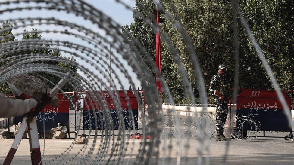 Security forces in Srinagar