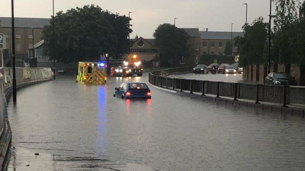 Flooding on Bourges Boulevard, Peterborough