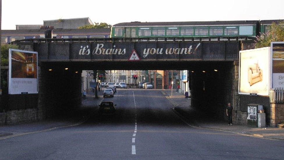 The 'Brains Bridge' in Grangetown