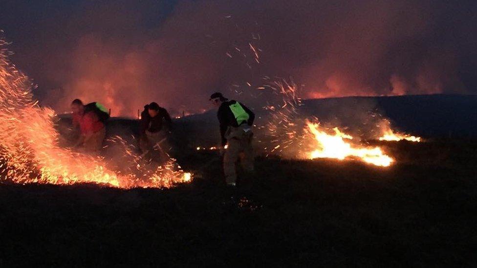 The Cuilcagh Mountain trail in County Fermanagh has been closed to the public after a fire broke out on Sunday evening