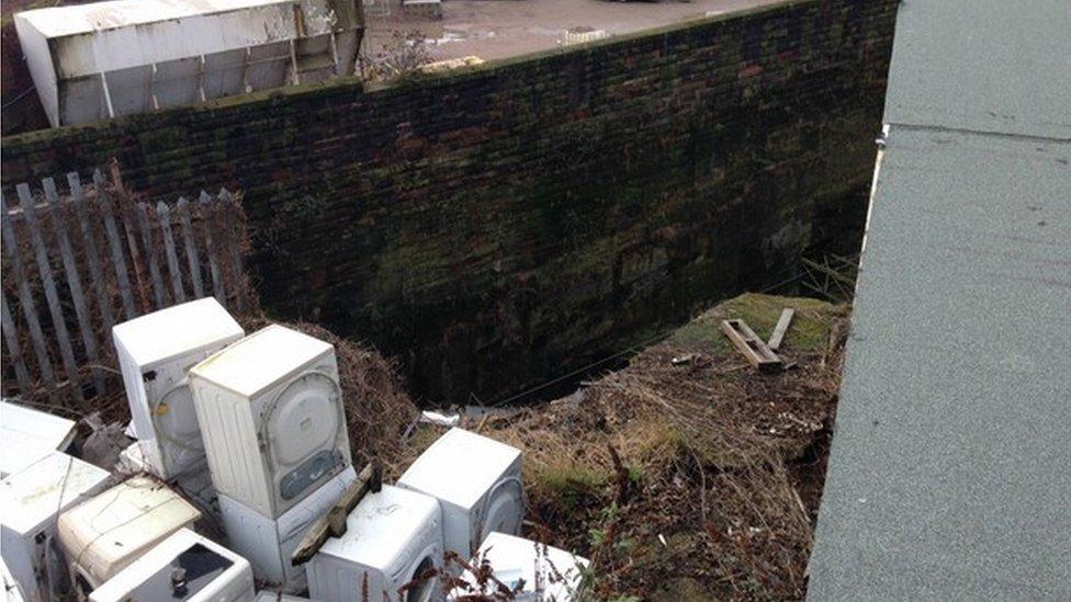 Site of the trackside wall collapse