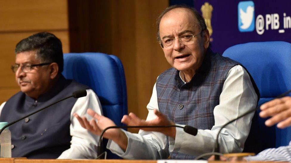 Finance Minister Arun Jaitley in a press conference