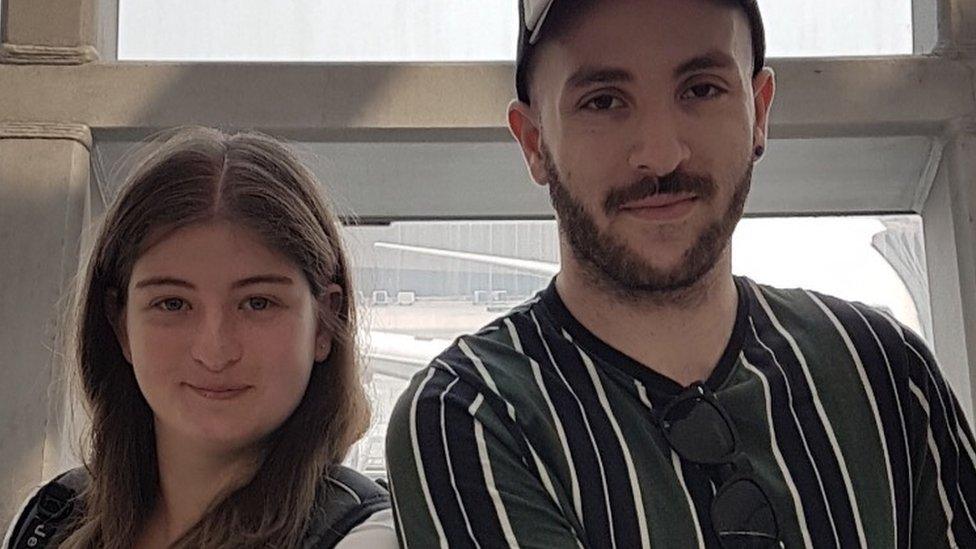 Alex Seftel and Hannah Kingsley at Bangkok airport