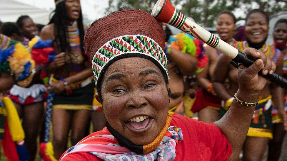 A woman with traditional Zulu headgear in Nongoma, South Africa - 17 March 2021