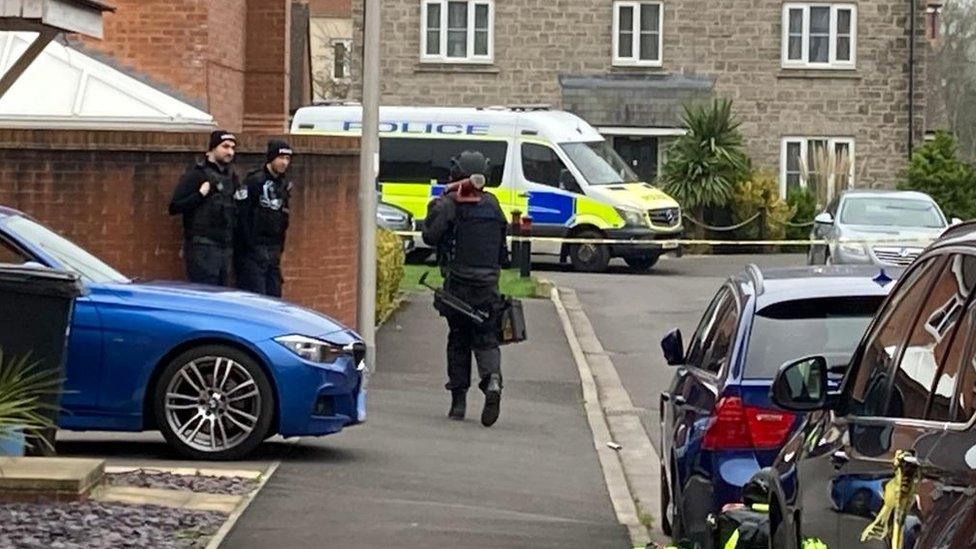 Armed police at the scene