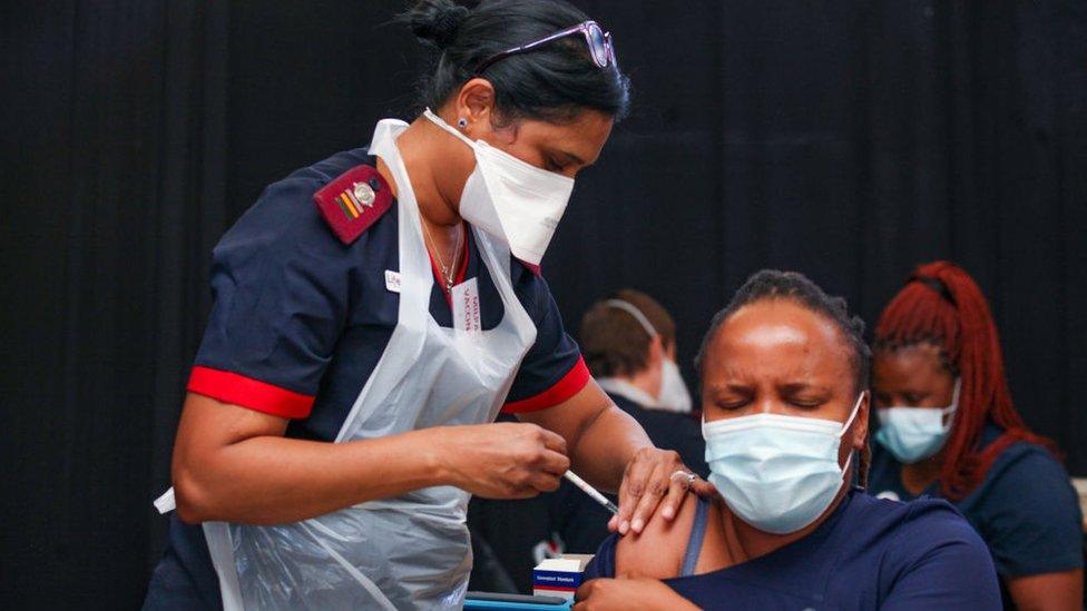 Health workers during Premier Makhura visit to Netcare Milpark Vaccination Site on March 11, 2021