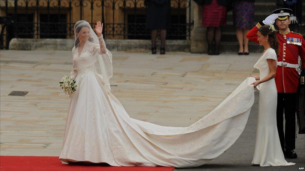 Kate Middleton in her wedding dress