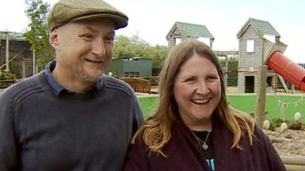 Photo of owners Dean and Tracey Tweedy who bought the 10-acre (four-hectare) zoo for £625,000 last year