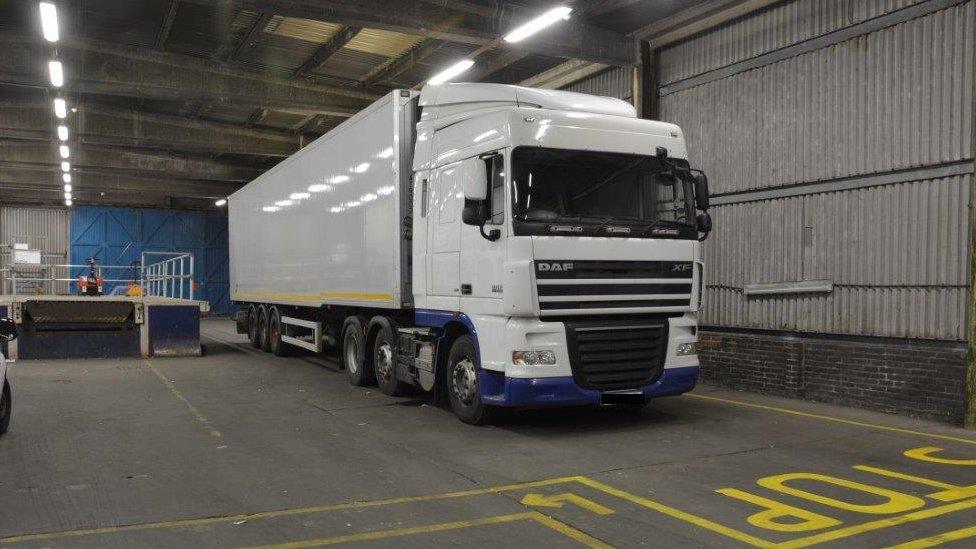 Lorry stopped in Newhaven