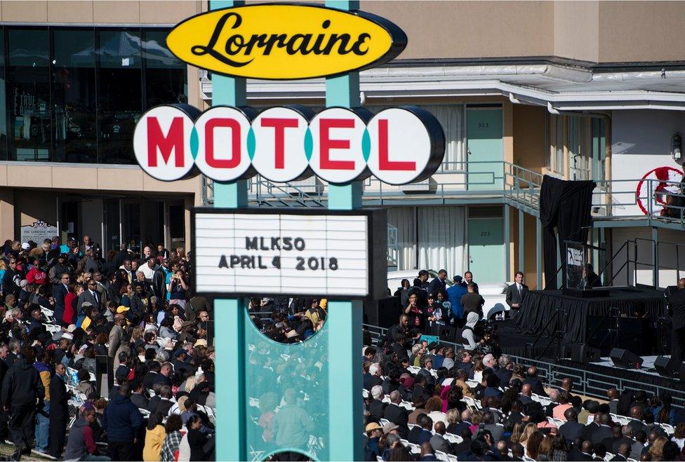 The scene outside the Lorraine Motel last week