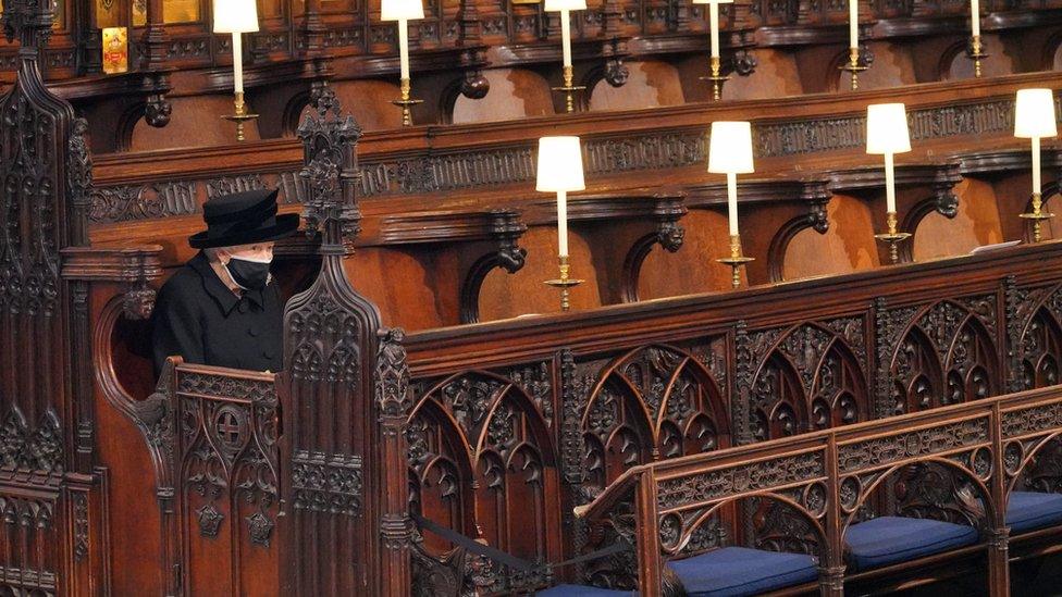 The Queen at Prince Philip's funeral