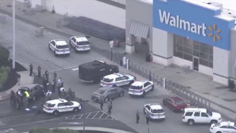 the scene outside the Walmart