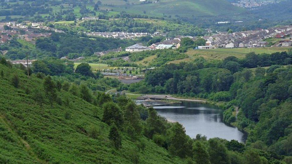 Looking over Taff Bargoed Community Park