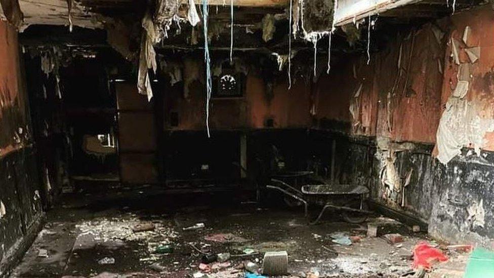 The derelict interior of TJ's club