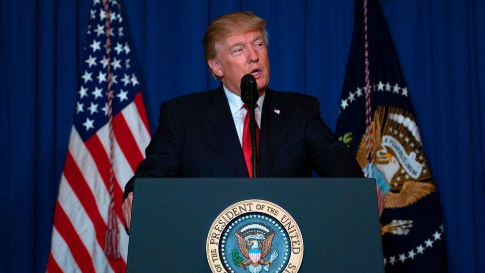 US President Donald Trump delivers a statement on Syria following the military strike against a Syrian air base.