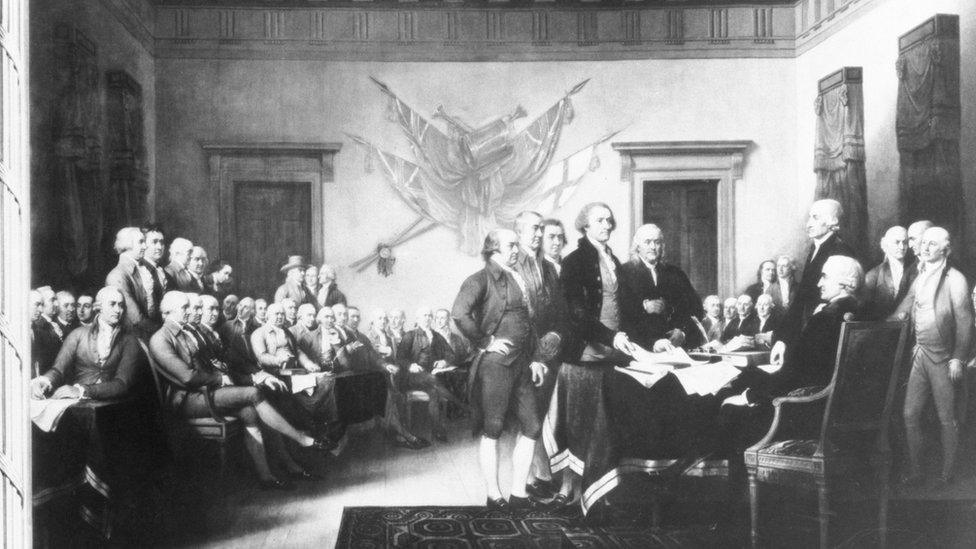 Declaration of Independence being signed