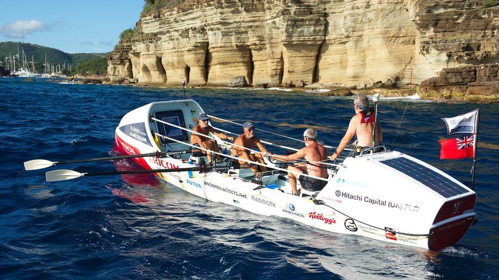 The Ancient Mariners approach the finish line in Antigua