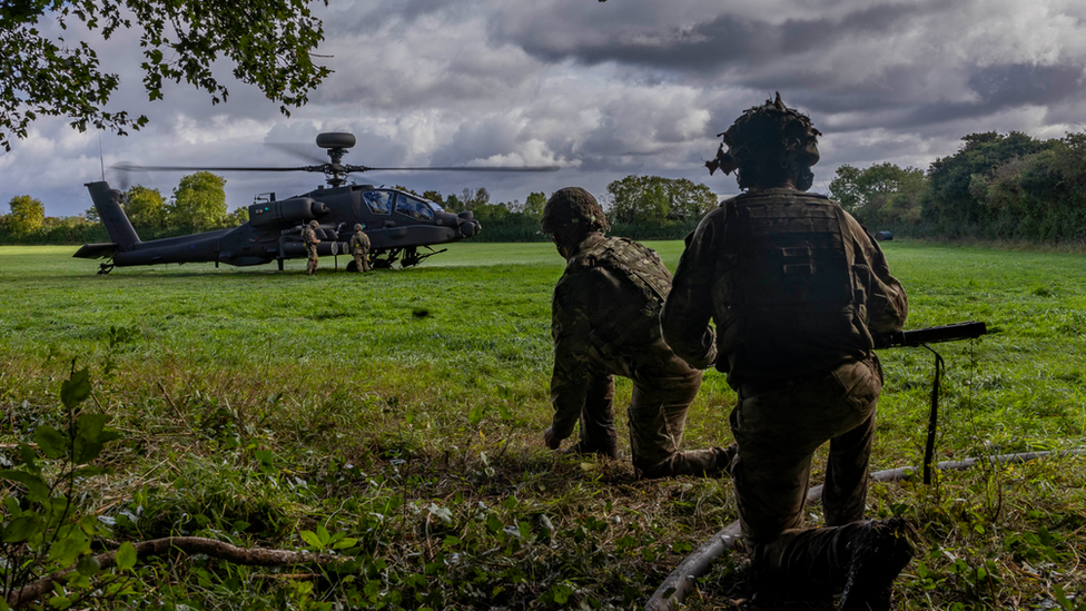 The Apache helicopter during it's testing process