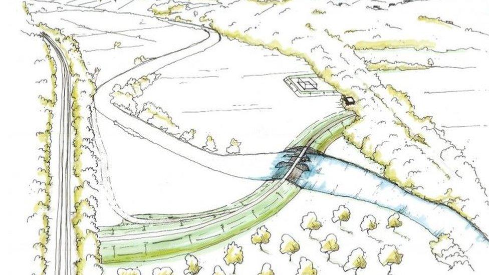 Artist sketch of flood protection measures in Calverley