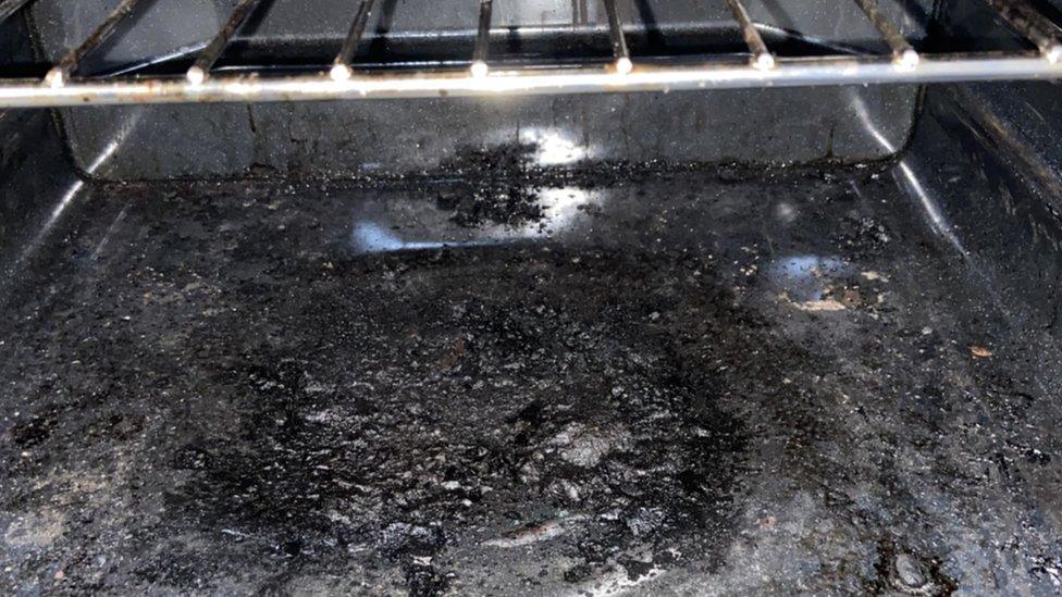 The inside of the oven at the property on Peel Mount, Salford