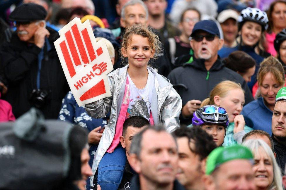 Spectators in Mansfield in Nottinghamshire during the 15th Tour of Britain 2018