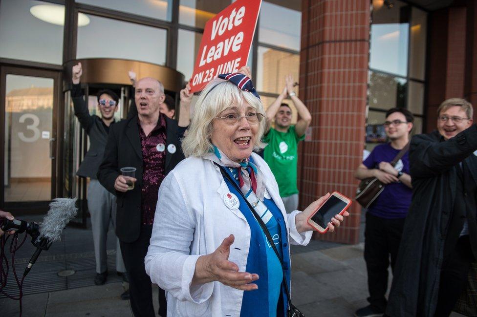 Leave campaigners celebrate EU referendum result