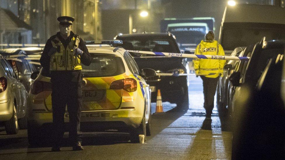 Police cordon on Summers Street in Swindon after a fatal shooting