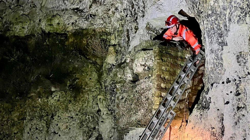 Emergency crews at the cave rescue