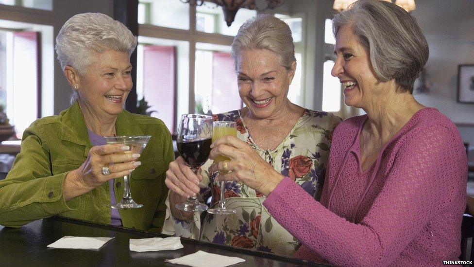 Old women drinking