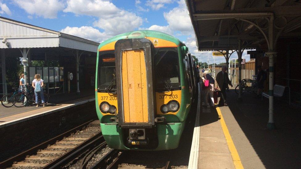 A train at a station