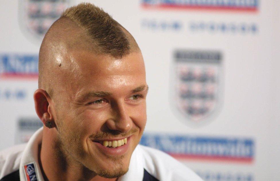 David Beckham with a mullet hairstyle in 2001